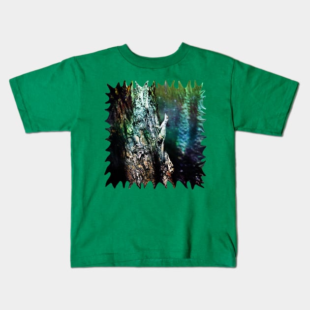 Space Lizard of the Neptunian Galaxy Kids T-Shirt by distortionart